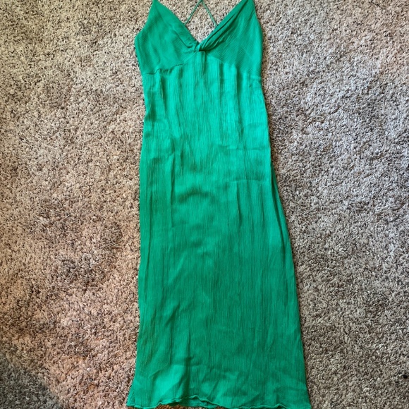 Zara Size Large Green Textured long Dress - Picture 6 of 8